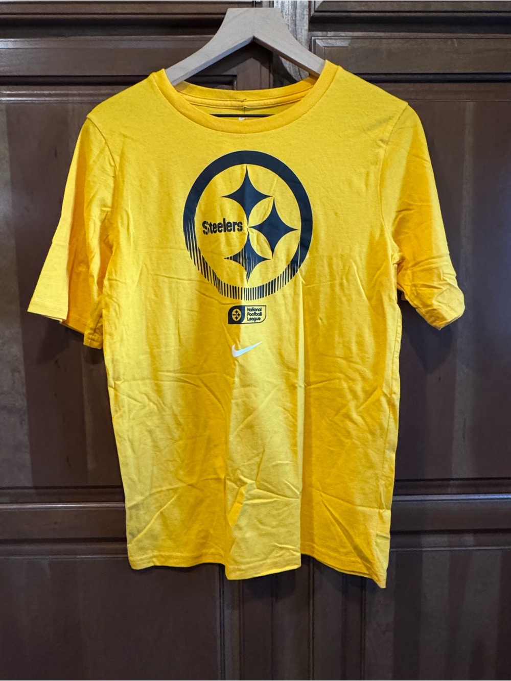 Nike Yellow Pittsburgh Steelers Graphic Tee with Black Logo Kids